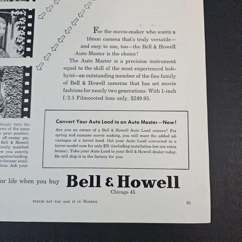 1951 Bell & Howell Auto Load Movie Camera‎ Vintage Print Ad Lady Graduating - Picture 6 of 7